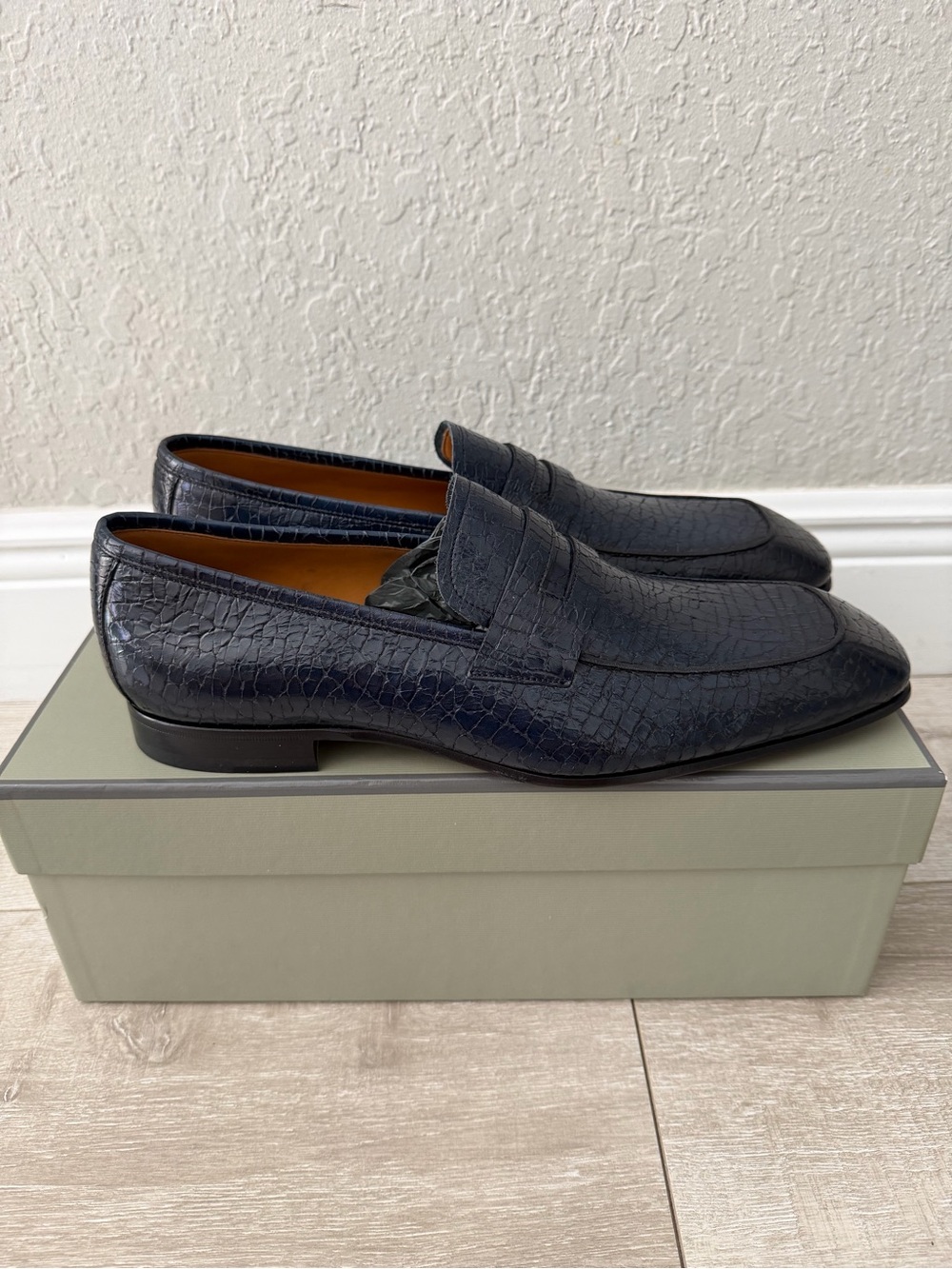 Men's 11.5 tom ford Dark Teal Croc-Embossed Penny Loafers